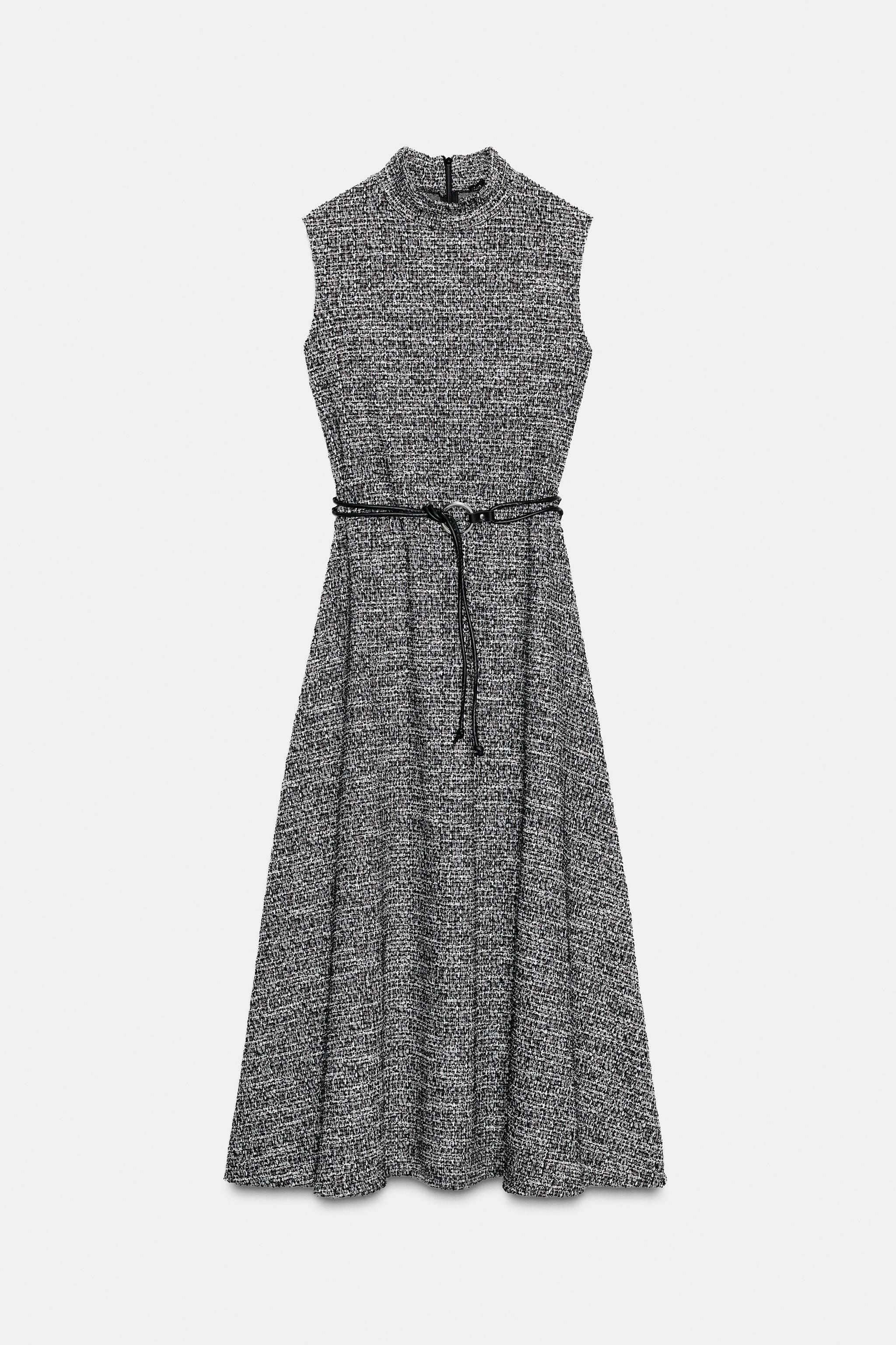 TEXTURED BELTED DRESS